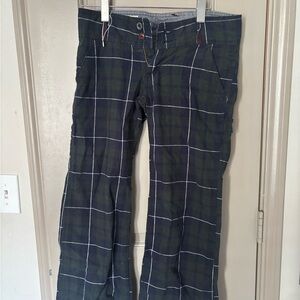 Chic Plaid Women's Trousers - Navy and White